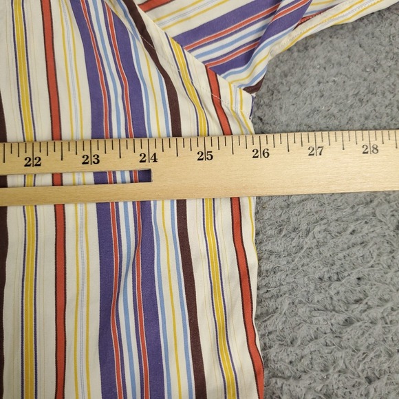 Paul & Shark Shirt Mens Size XL Purple Yellow Striped Button Up Short Sleeve - Picture 6 of 7